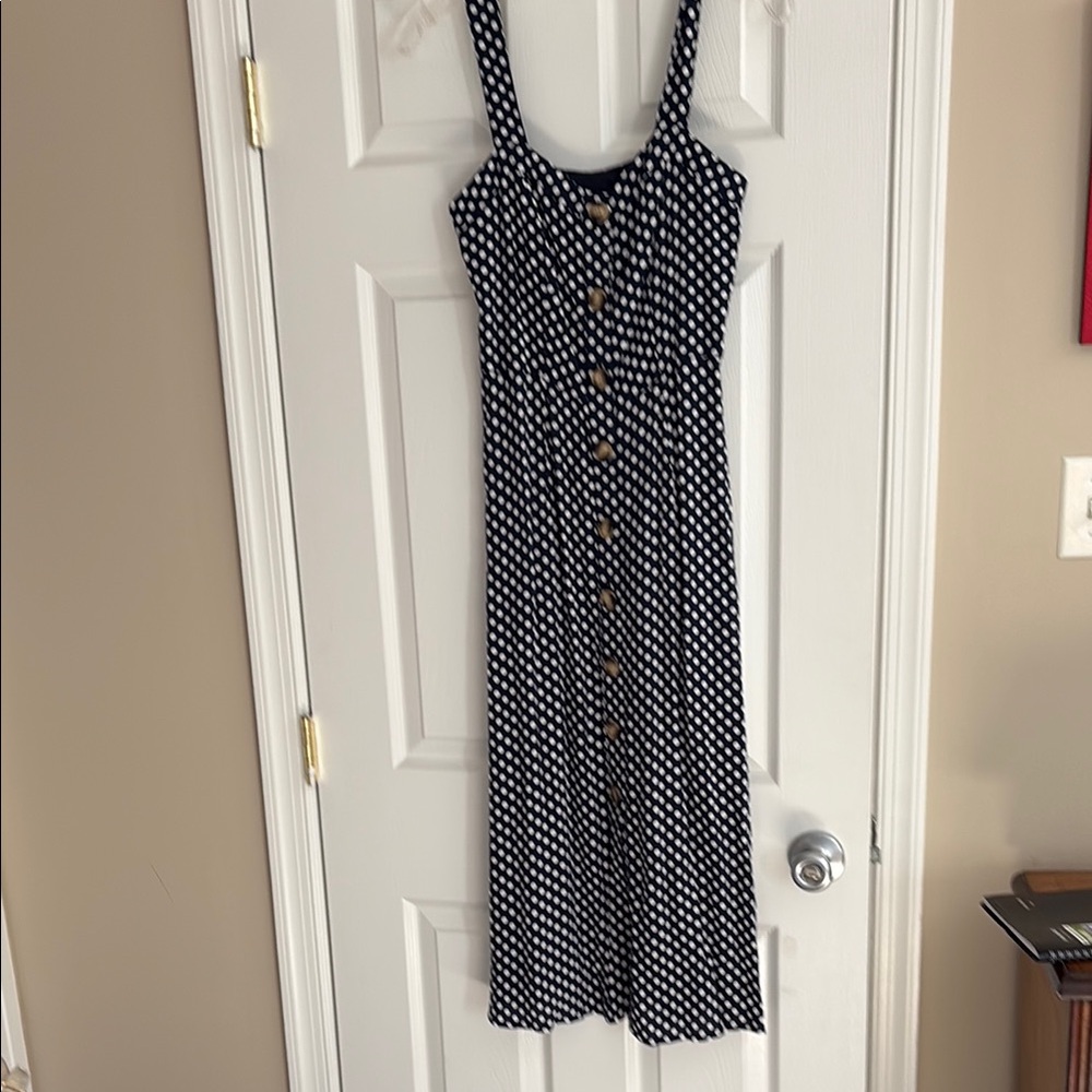 Black and White Polka Dot Button-Front Sundress
